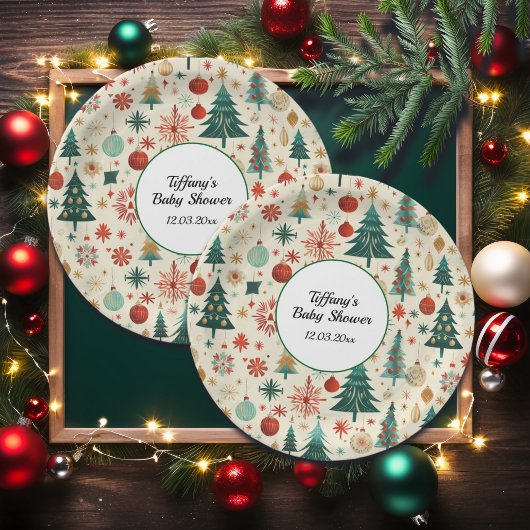 Feestelijk Winterpatroon Baby shower Papieren Bordje