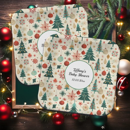 Feestelijk Winterpatroon Baby shower Papieren Bordje