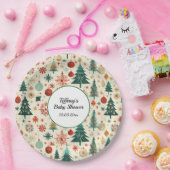 Feestelijk Winterpatroon Baby shower Papieren Bordje (Feest)