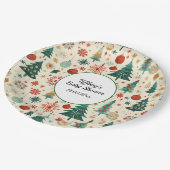 Feestelijk Winterpatroon Baby shower Papieren Bordje (Gekanteld)