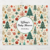 Feestelijk Winterpatroon Baby shower Sparkling Wijnetiket (Enkel label)