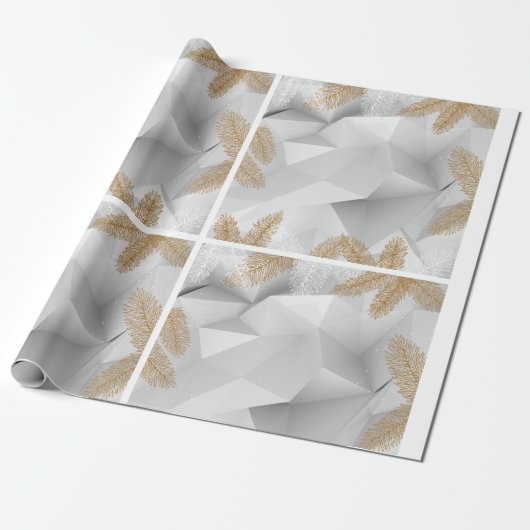 Feestelijk Wit en Gouden Verpakkingsdocument Cadeaupapier (Uitgerold)