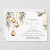 Feestelijk Wit & Goud Kerst Vrijgezellenfeest Kaart (Voorkant)