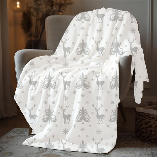 Feestelijk wit kerstpatroon fleece deken