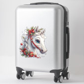Feestelijk wit paardenhoofd met rode teugel sticker (Koffer)