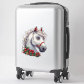 Feestelijk wit paardenhoofd met rode teugel sticker (Koffer)