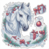 Feestelijk wit paardenhoofd met rode teugel sticker (Voorkant)