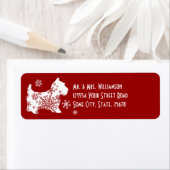 Feestelijk Witte en Rode Sneeuwhond Retouradres Etiket (Insitu)