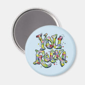 Feestelijk "You Rock!" belettering magneet (Voorkant / Achterkant)