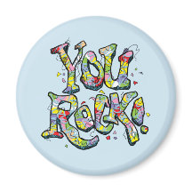 Feestelijk "You Rock!" belettering magneet