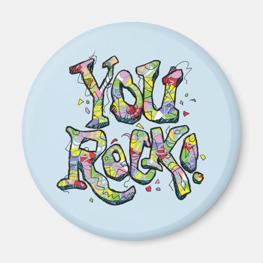 Feestelijk "You Rock!" belettering magneet (Voorkant)