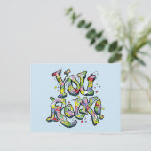 Feestelijk "You Rock!" Briefkaart voor belettering (Staand voorkant)