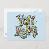 Feestelijk "You Rock!" Briefkaart voor belettering (Voorkant / Achterkant)