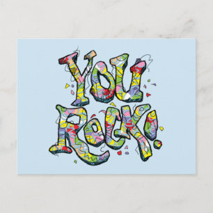 Feestelijk "You Rock!" Briefkaart voor belettering