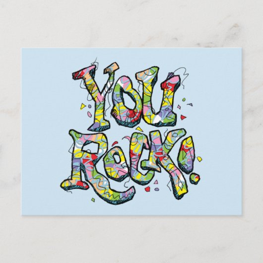 Feestelijk "You Rock!" Briefkaart voor belettering (Voorkant)