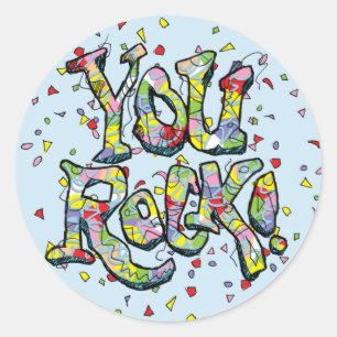 Feestelijk "You Rock!" Lettering Sticker