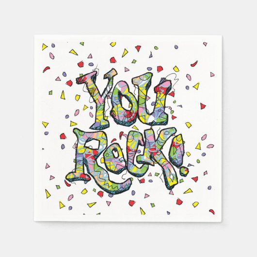 Feestelijk "You Rock!" Papieren servetten beletter (Voorkant)
