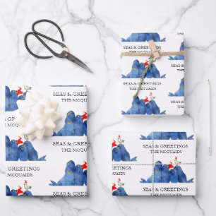 Feestelijk Zee Leeuwen Zeeen in Groeten Waterverf Inpakpapier Vel