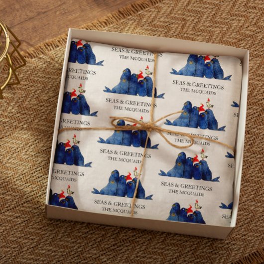 Feestelijk Zee Leeuwen Zeeen in Groeten Waterverf Tissuepapier