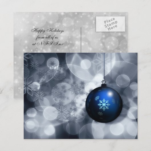 feestelijk zilver en blauw Holiday Corporate Brief Feestdagenkaart (Voorkant / Achterkant)