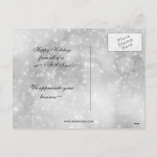 feestelijk zilver en blauw Holiday Corporate Brief Feestdagenkaart (Achterkant)