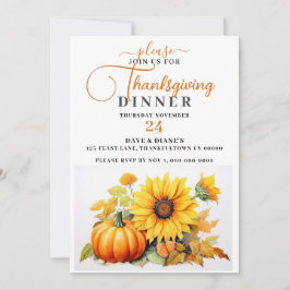Feestelijk Zonnebloem & Pompoen Thanksgiving Diner Kaart