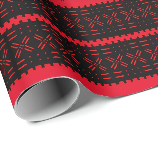 Feestelijk zwart en rood modderdoek inpakpapier (Rol Hoek)