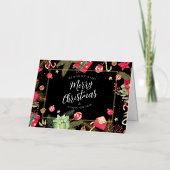 Feestelijk Zwart Goud Vrolijk Kerstfeest Folie Wenskaart (Voorkant)