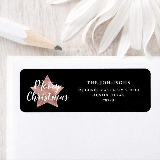 Feestelijk zwart kerst retour adres etiket (Insitu)