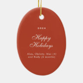 Feestelijk zwart lint met poinsettia's en groen keramisch ornament (Achterkant)