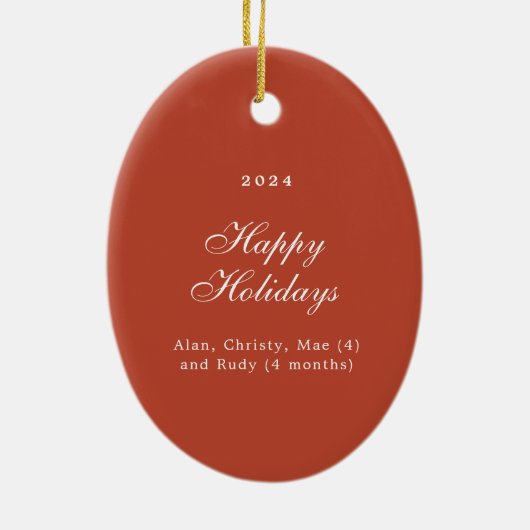 Feestelijk zwart lint met poinsettia's en groen keramisch ornament (Achterkant)