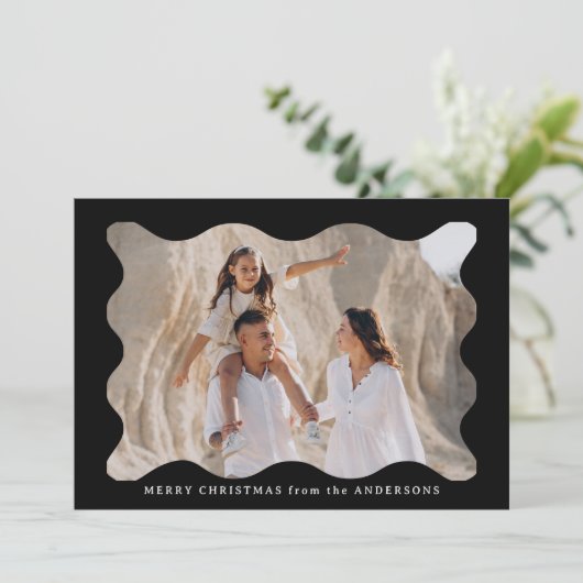 Feestelijk Zwart Retro Foto Lijst Vrolijk Kerstfee Feestdagenkaart (Staand voorkant)