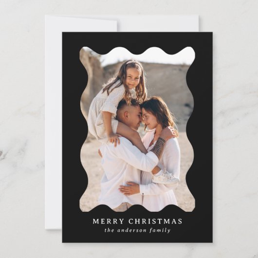 Feestelijk Zwart Retro Foto Lijst Vrolijk Kerstfee Feestdagenkaart (Voorkant)