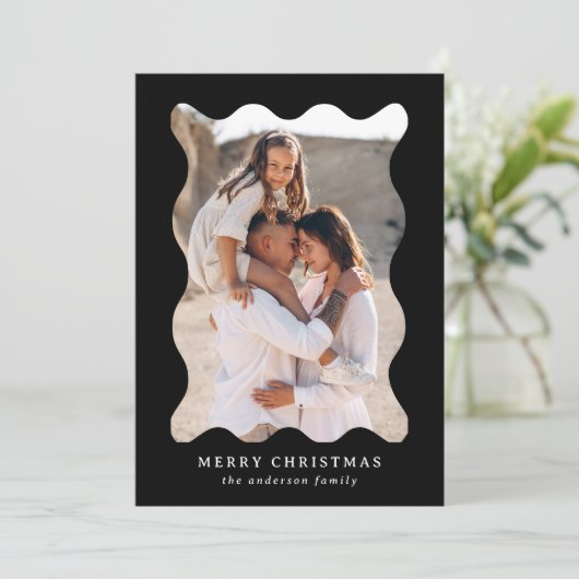 Feestelijk Zwart Retro Foto Lijst Vrolijk Kerstfee Feestdagenkaart (Staand voorkant)