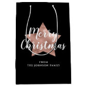 Feestelijk Zwart Roos Gouden Ster Vrolijk Kerstfee Medium Cadeauzakje (Voorkant)