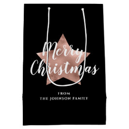 Feestelijk Zwart Roos Gouden Ster Vrolijk Kerstfee Medium Cadeauzakje