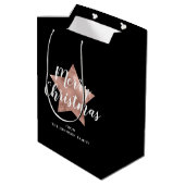 Feestelijk Zwart Roos Gouden Ster Vrolijk Kerstfee Medium Cadeauzakje (Achterkant Gekanteld)