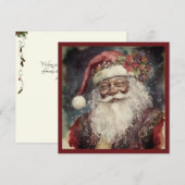 Feestelijk zwart Santa Rococo & Poinsettia Accent Feestdagenkaart (Voorkant / Achterkant)