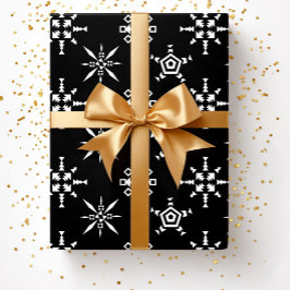 Feestelijk zwart winters sneeuwvlokpatroon kerstmi cadeaupapier