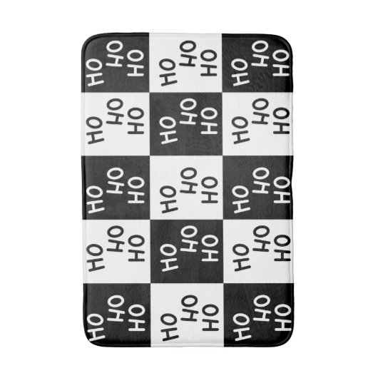 Feestelijk Zwart Wit Ho Slogan Kerstpatroon Badmat (Voorkant Verticaal)