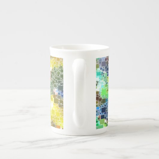 Feestelijk zwevend blokkunstwerk porselein kop (Achterkant)