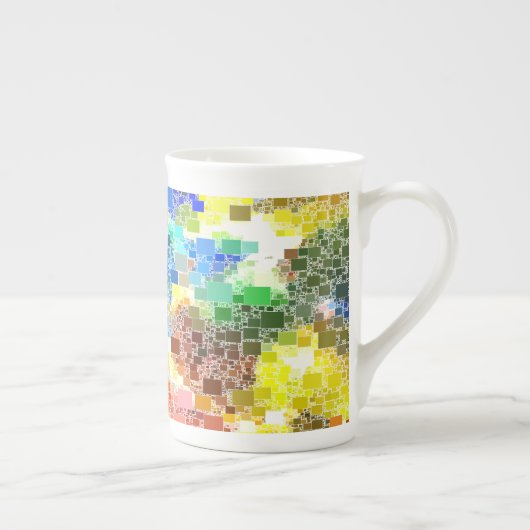 Feestelijk zwevend blokkunstwerk porselein kop (Rechts)