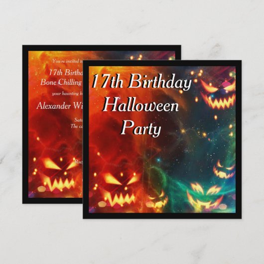Feestelijke 17e verjaardag van Phantom Pumpkins Kaart (Voorkant / Achterkant)