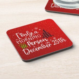 Feestelijke 25 december ochtendmens drank bier onderzetter