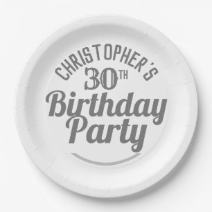 Feestelijke 30e verjaardag papieren borden bordje