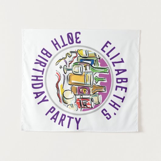 Feestelijke 30e Verjaardag Tapijt Wandkleed (Voorkant (horizontaal))