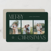 Feestelijke 3-foto kerst Kaart (Voorkant / Achterkant)