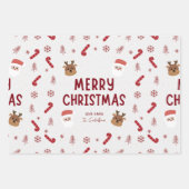 Feestelijke 3-Pack Kerstcadeau Wrap: Gepersonalise Inpakpapier Vel (Voorkant)