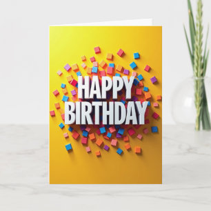 Feestelijke 3D Blokken Verjaardagskaart Kaart