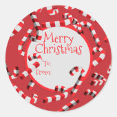 Feestelijke 3D-suikerstokken Prettig Kerstfeest Ronde Sticker (Voorkant)